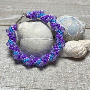 Purple twist crocheted bracelet